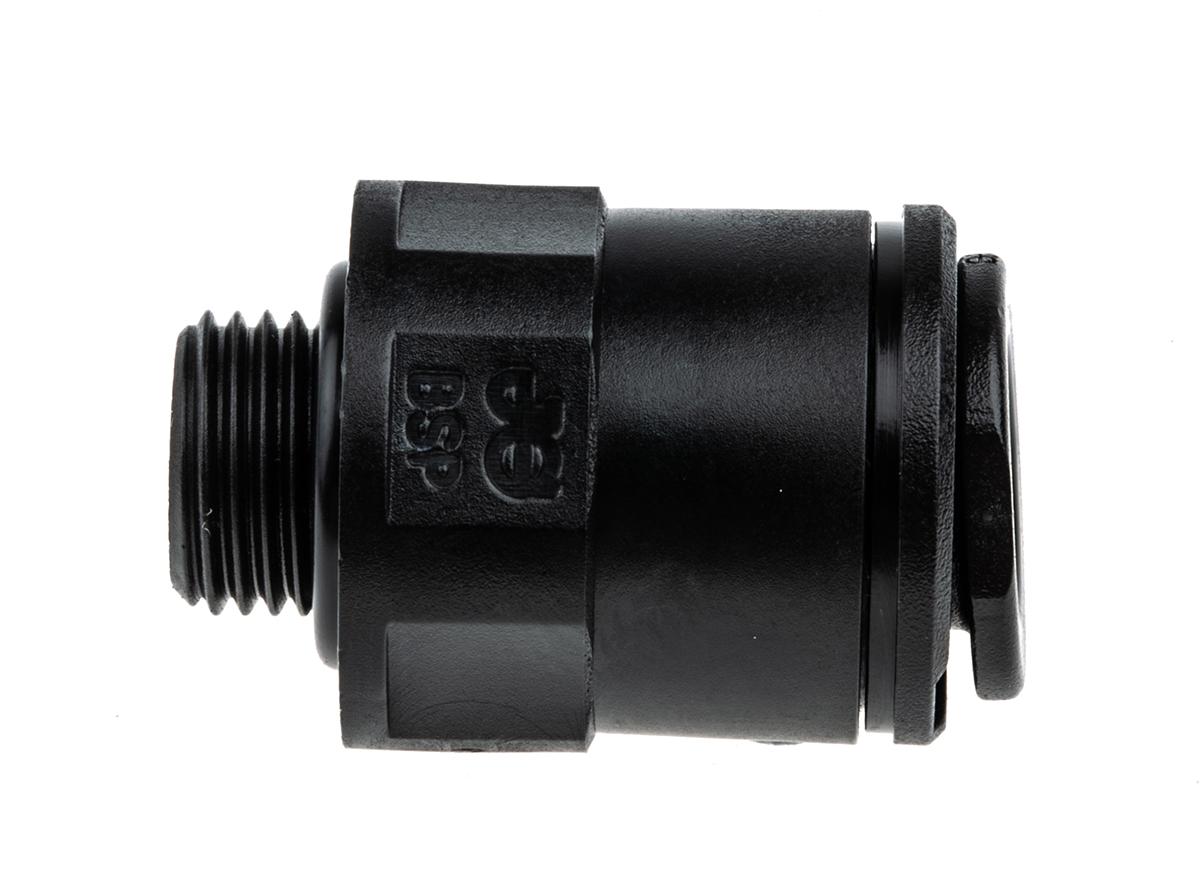 John Guest PM Series Straight Threaded Adaptor, G 1/8 Male to Push In 8 mm, Threaded-to-Tube Connection Style