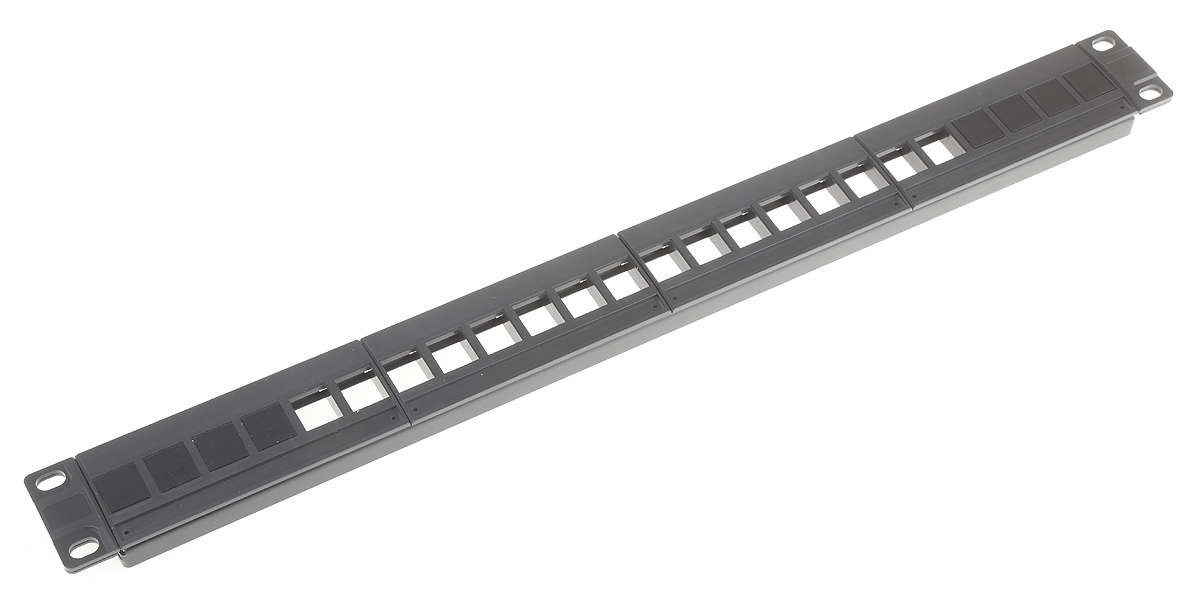 RS PRO 16 Port RJ Patch Panel 1U Black