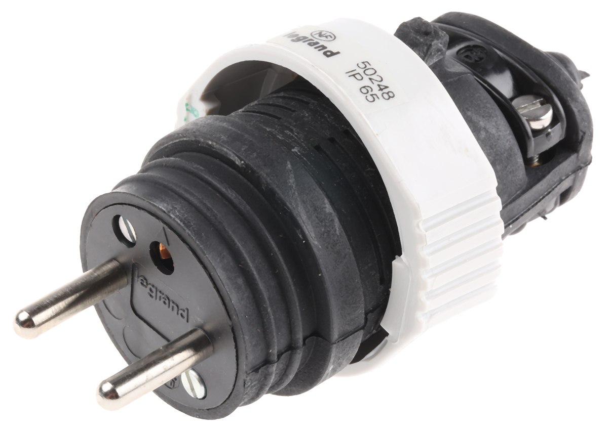 Legrand French Mains Plug, 16A Black, Cable Mount Rubber, 230 V