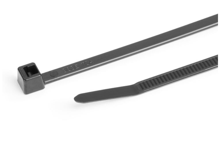 HellermannTyton Cable Ties, Inside Serrated, 200mm x 4.6 mm, Black Polyamide, Pk-100