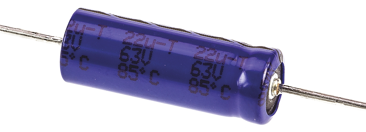 Vishay 22μF Aluminium Electrolytic Capacitor 63V dc, Axial, Through Hole - MAL203138229E3