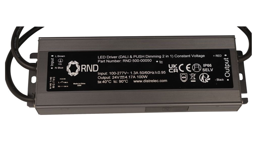 RND LED Driver, 24V Output, 100W Output, 4.17A Output, Constant Voltage Dimmable