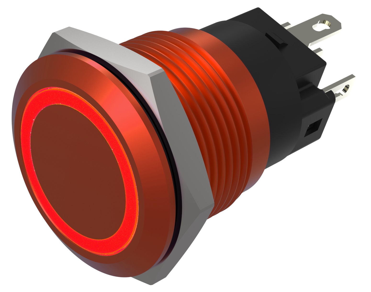 EAO Series 82 Series Illuminated Push Button Switch, Momentary, Flush Mount, 19mm Cutout, SPST, SPST, Red LED, 24V,