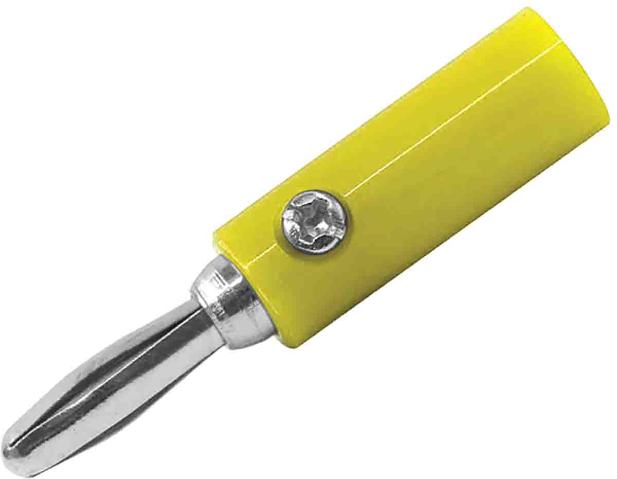 RS PRO Yellow Male Banana Plug, 4 mm Connector, 24A, 30V, Nickel Plating