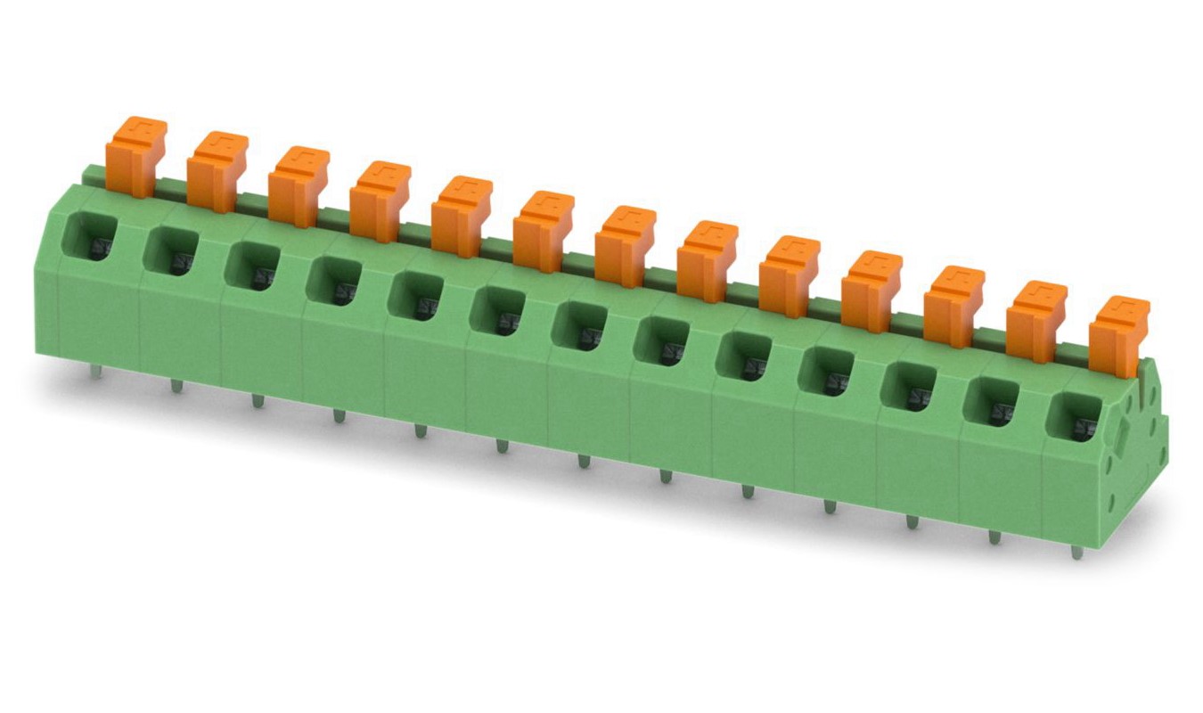 Phoenix Contact SPTAF 1/13-5.0-LL Series PCB Terminal Block, 13-Contact, 5mm Pitch, Through Hole Mount, 1-Row, Screw
