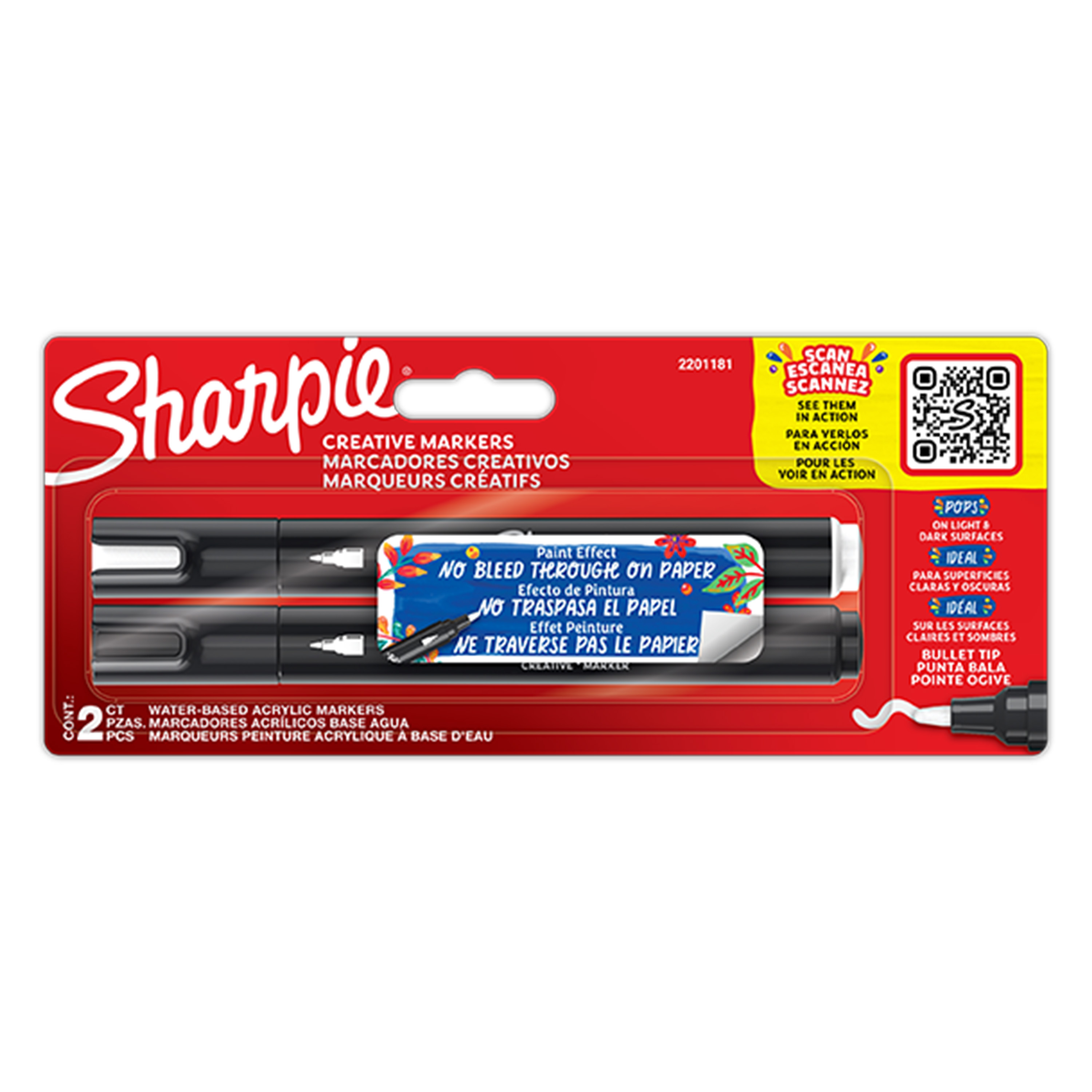 Sharpie Black, White 2.5mm Broad Tip Paint Marker Pen for use with Various Materials