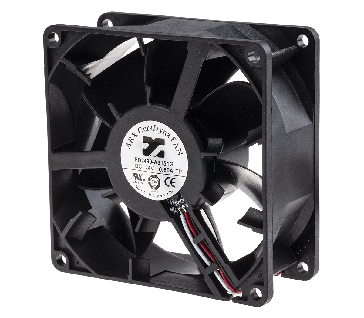 ARX CeraDyna Series Axial Fan, 24 V dc, DC Operation, 207.7m³/h, 16.32W, 680mA Max, 92 x 92 x 38mm