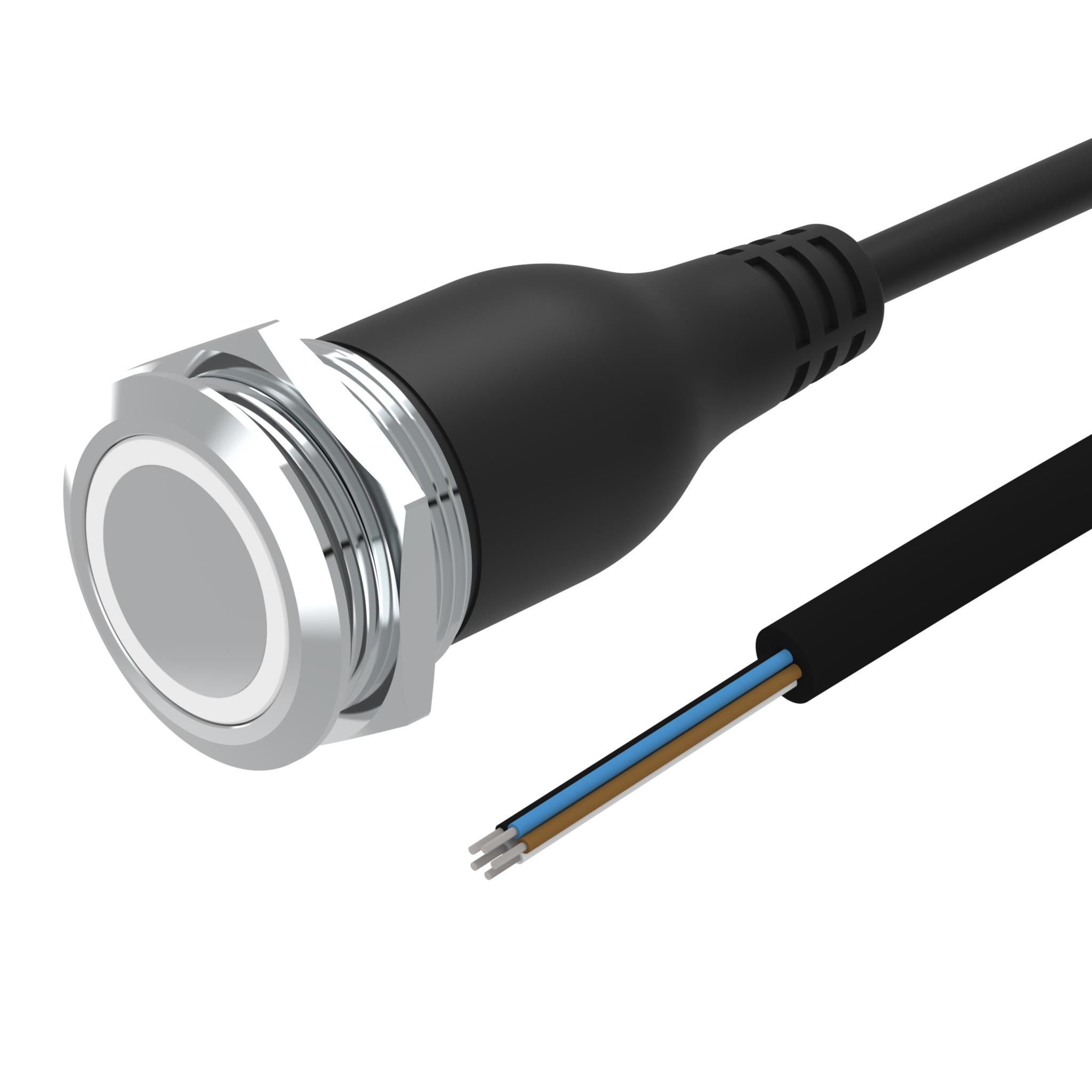 EAO 82 Series Illuminated Push Button Switch, Momentary, Panel Mount, 22mm Cutout, 1CO, White LED, 35V, IP65, IP67