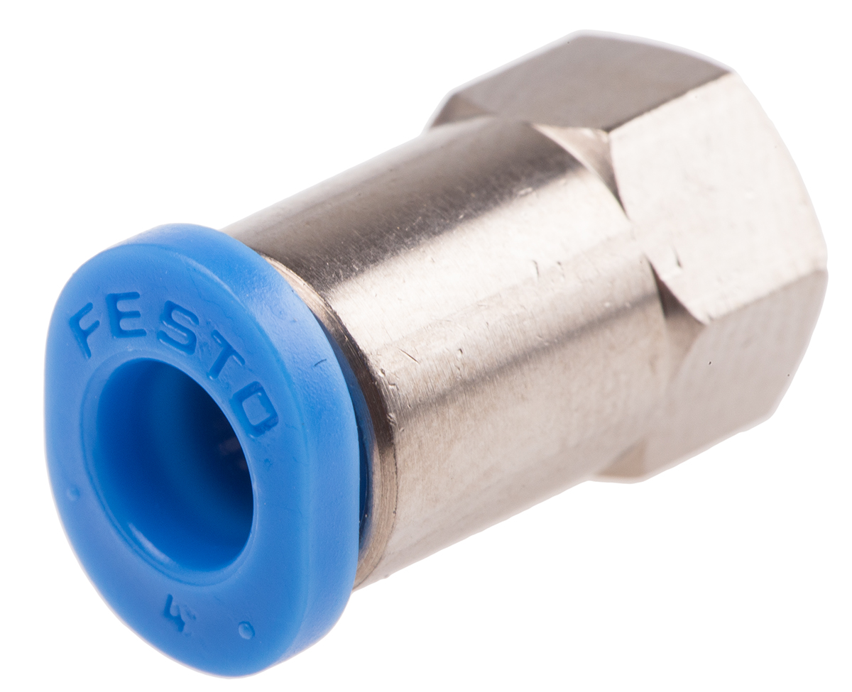 Festo QS Series Straight Threaded Adaptor, M3 Female to Push In 4 mm, Threaded-to-Tube Connection Style, 153310