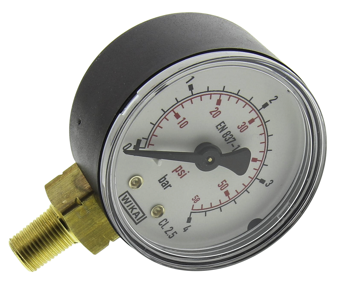 WIKA Analogue Pressure Gauge 4bar Bottom Entry 50mm Outside Diameter, UKAS