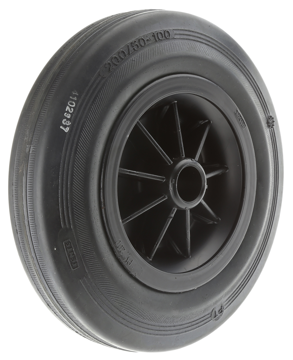 Tente Black Rubber Ageing Resistant Trolley Wheel, 205kg