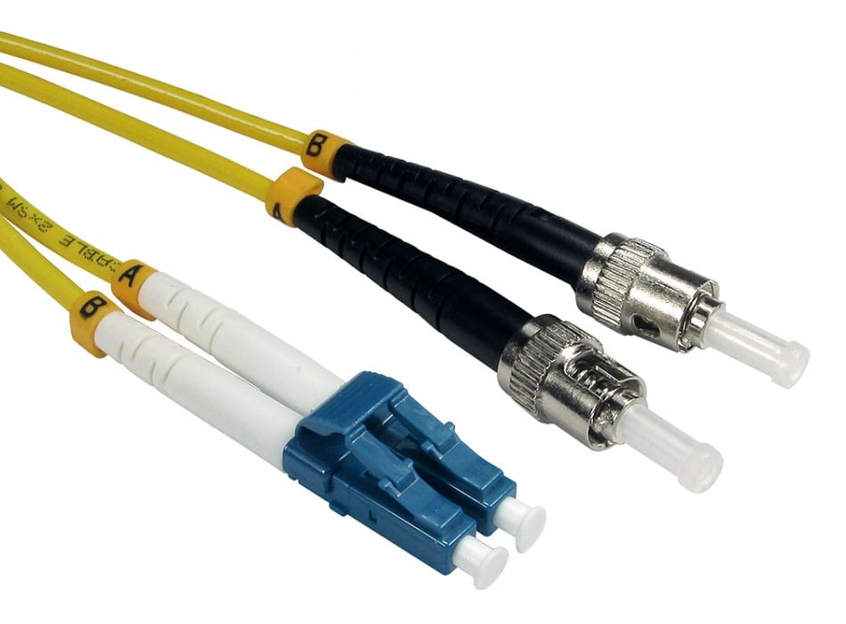 RS PRO LC to ST Duplex Single Mode OS2 Fibre Optic Cable, 3mm, Yellow, 3m