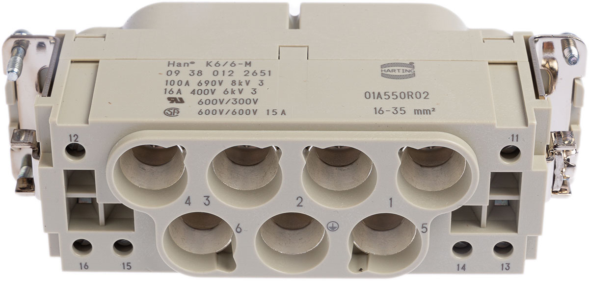 HARTING Heavy Duty Power Connector Insert, 100A, Male, Han K Series, 13 Contacts