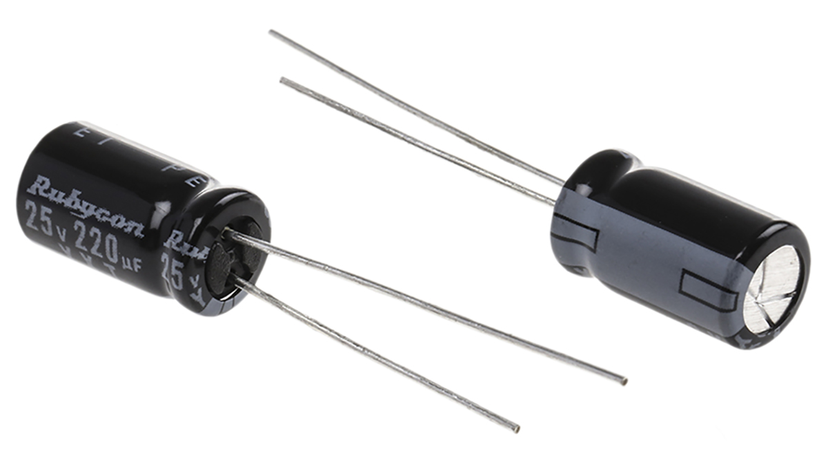 Rubycon 220μF Aluminium Electrolytic Capacitor 25V dc, Radial, Through Hole - 25YXJ220M6.3X11