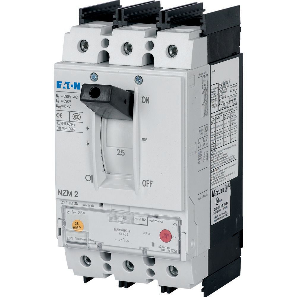 Eaton, Eaton Moeller Series NZM MCCB Molded Case Circuit Breaker 3P 125A, Breaking Capacity 5 kA, Fixed Mount