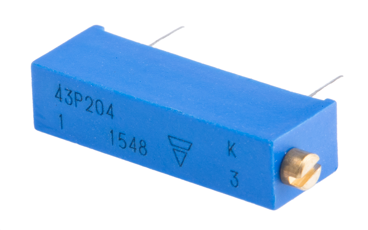 Vishay 43P Series 20-Turn Through Hole Trimmer Resistor with Pin Terminations, 200kΩ ±10% 1/2W ±100ppm/°C