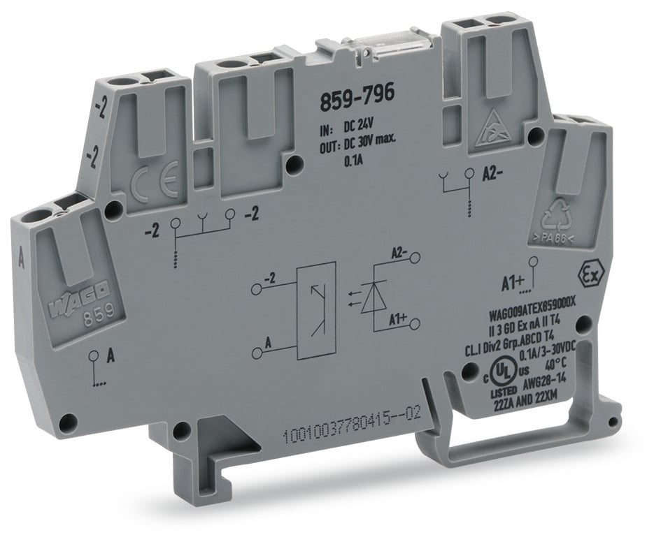 WAGO 859-796 859 Series Grey, 2.5mm², Cage Clamp Termination