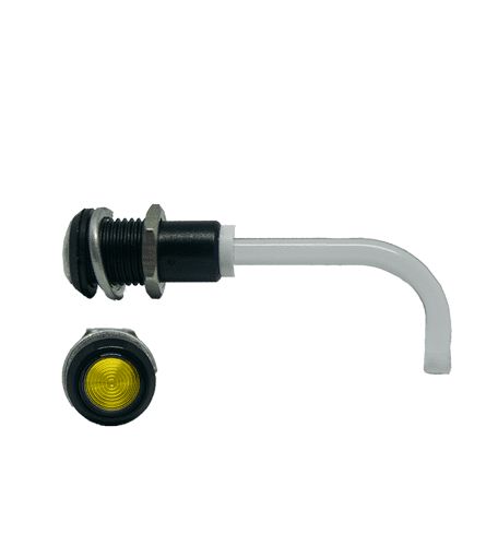 RHD-0700-3000-F9PZY67PR Bivar, Panel Mount Right Angle LED Light Pipe, Yellow Round Lens