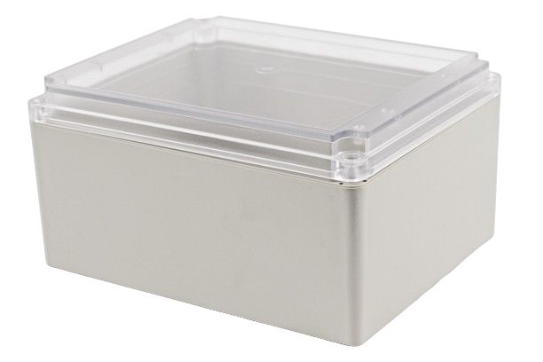 Hammond RP Series Light Grey ABS General Purpose Enclosure, IP65, Clear Lid, 254 x 204 x 130mm