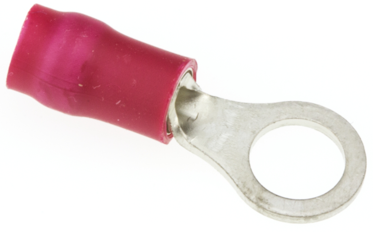 JST, R Insulated Ring Terminal, 5mm Stud Size, 0.25mm² to 1.65mm² Wire Size, Red