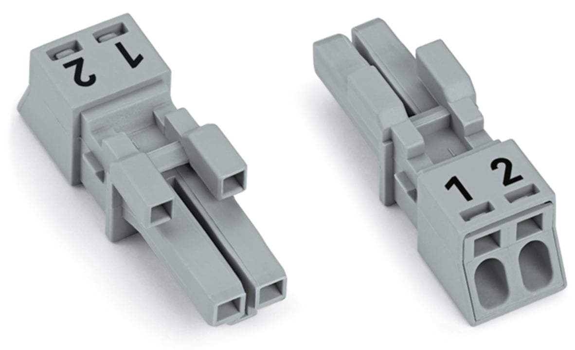 WAGO 890 Series Female Lighting Connector, 2-Pole, Female, 2-Way, Plug-In Mount, 16A, IP20, IP40