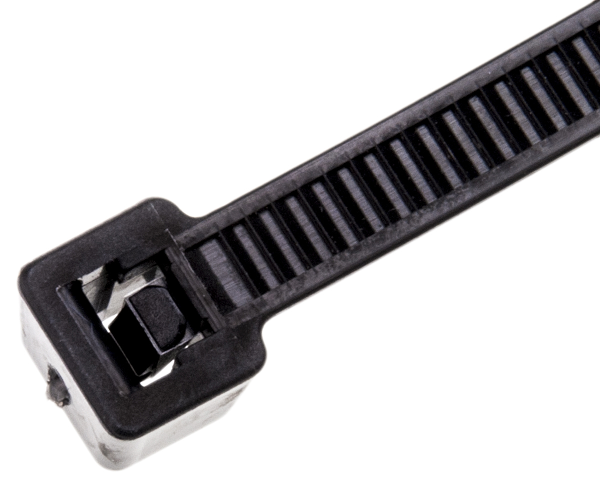 HellermannTyton Cable Tie, 390mm x 4.6 mm, Black Polyamide 6.6 (PA66), Pk-100