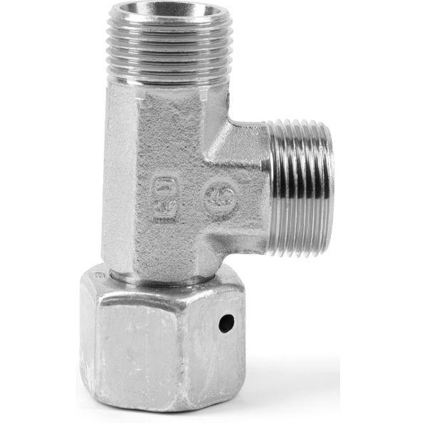 Parker Run Tee Tube to Swivel Male 24° DIN Cone to Male 24° DIN Cone, EL25SOMDCF