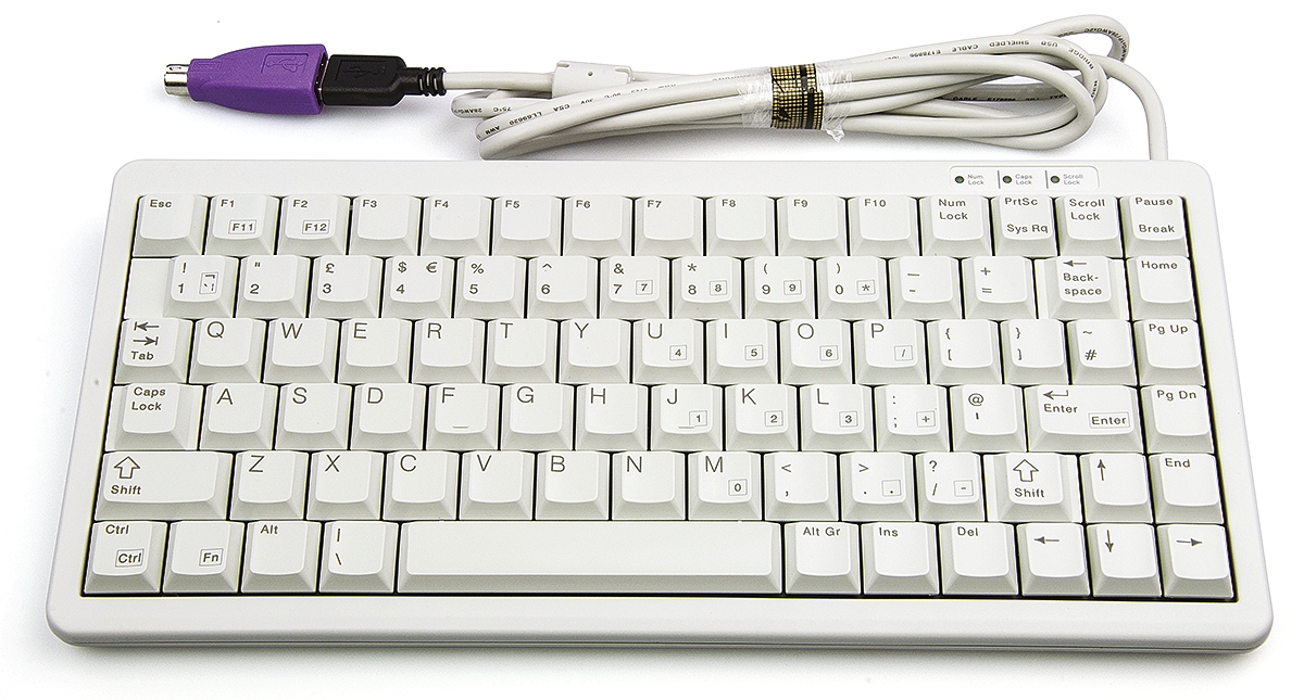Cherry Wired PS/2, USB Compact Keyboard, QWERTY (UK), White