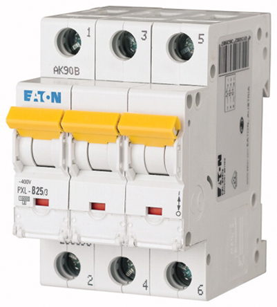 Eaton xPole PXL, S200 MCB, 3P, 25A Curve D, 400V AC, 48V DC, 10 kA Breaking Capacity