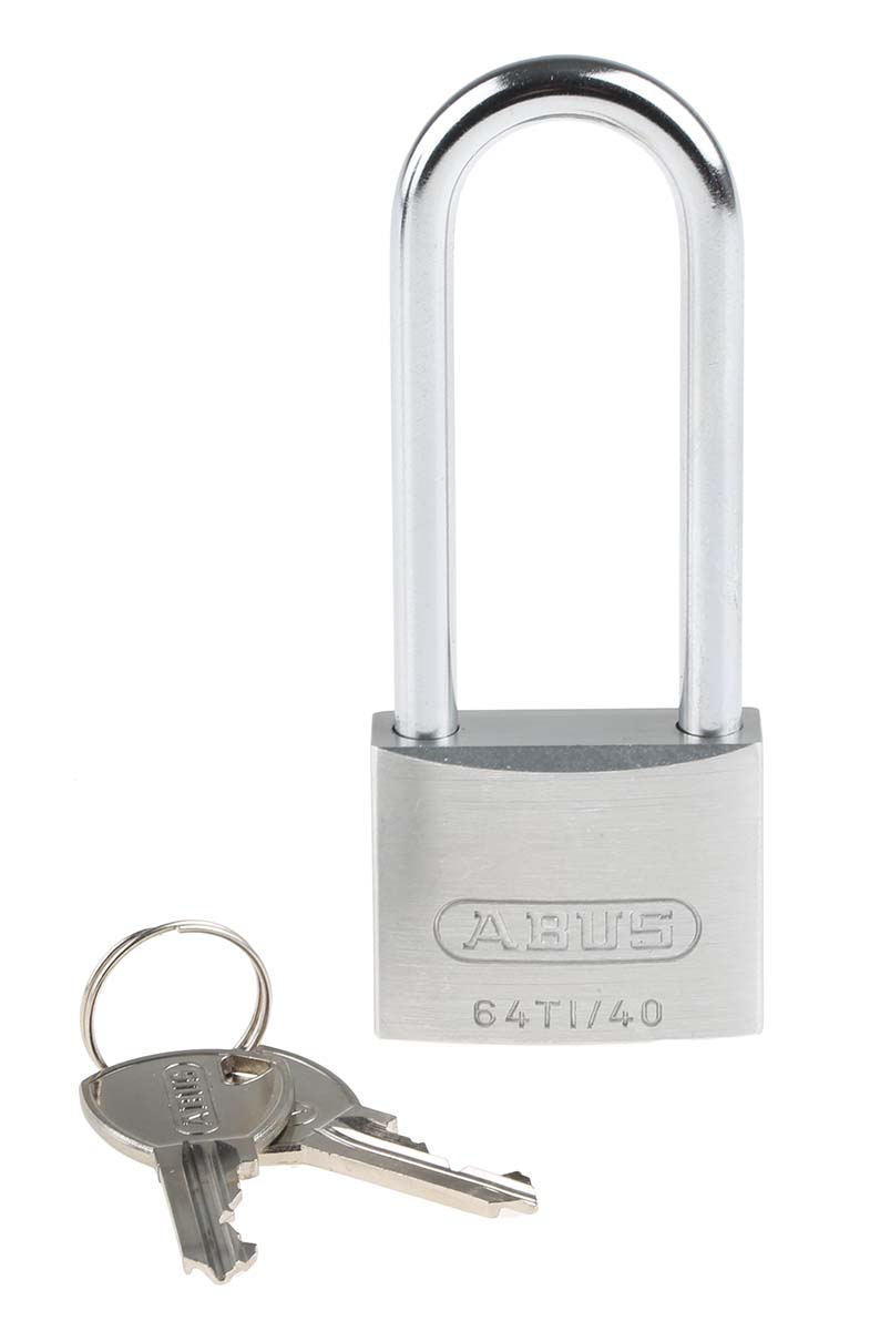 ABUS 64TI Key Weatherproof Titanium Weatherproof Padlock, 6.5mm Shackle, 40mm Body