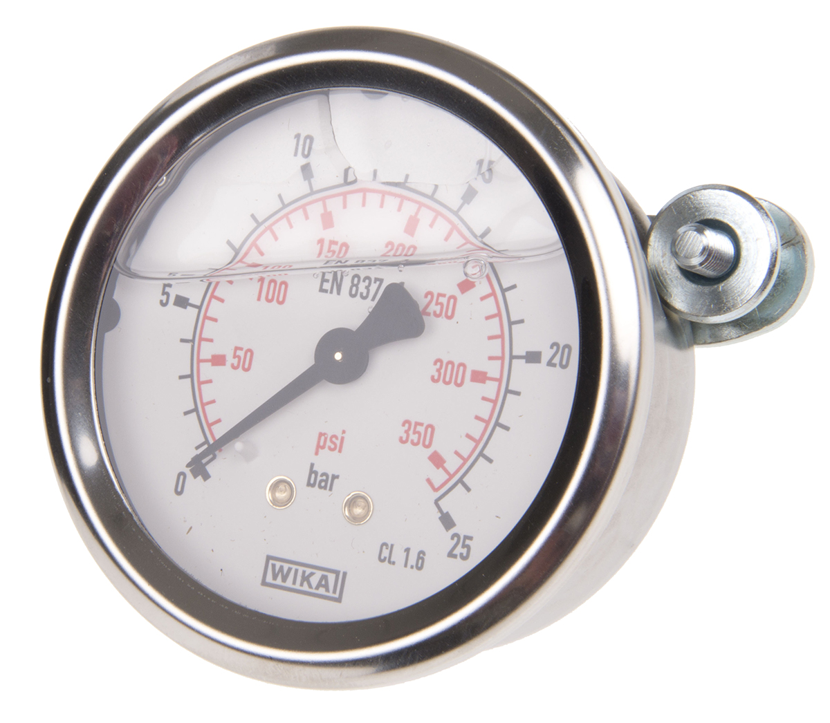 WIKA G 1/4 Analogue Pressure Gauge 25bar Back Entry 63mm Outside Diameter