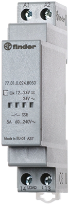 Finder 77 Series Solid State Relay, 5 A Load, DIN Rail Mount, 265 V ac Load, 240 V ac Control