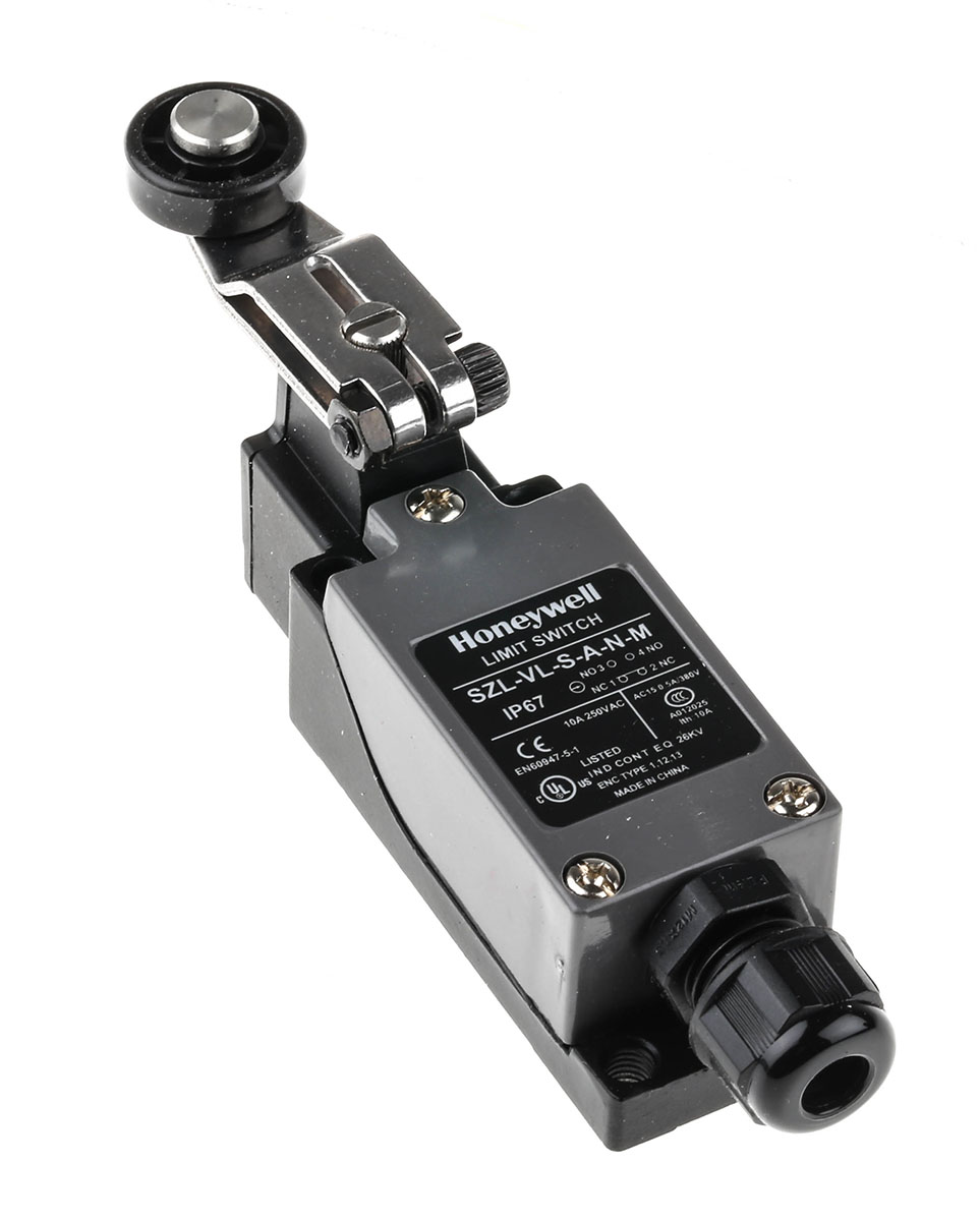 Honeywell SZL-VL Series Roller Lever Limit Switch, NO/NC, IP67, SPDT, Metal Housing, 380V ac Max, 380 V ac 0.5A Max