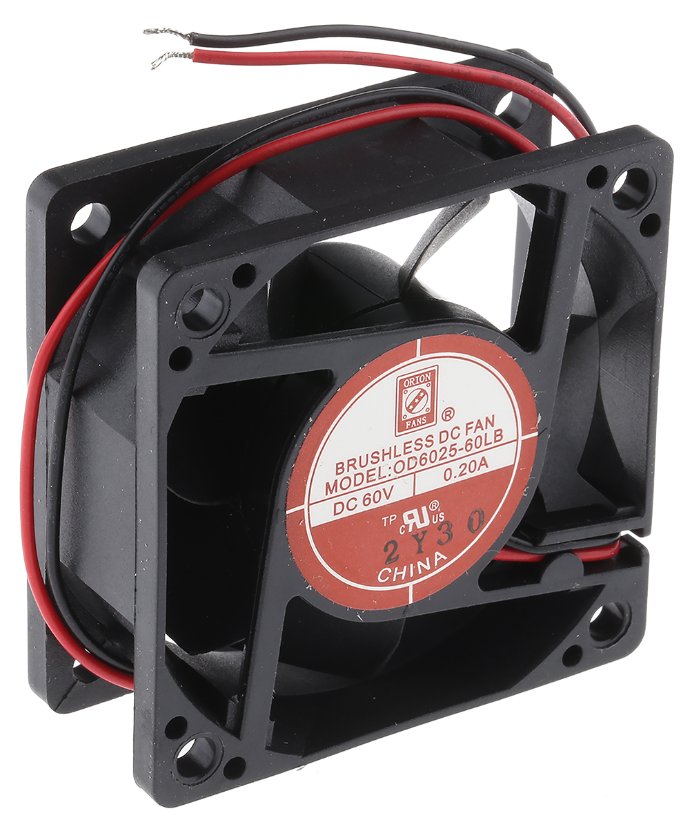 RS PRO Axial Fan, 60 V dc, DC Operation, 26cfm, 12W, 200mA Max, 60 x 60 x 25mm