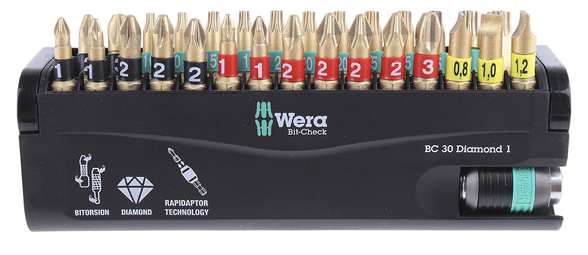 Wera Impact Bit Set 30 Pieces, Hexagon, Phillips, Pozidriv, Slotted, Torx