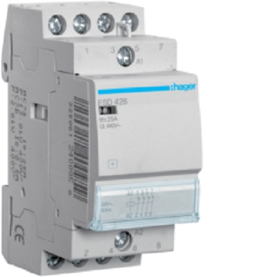 Hager ESD Contactor, 24 V Coil, 4-Pole, 25 A, 4.6 kW, 4NC