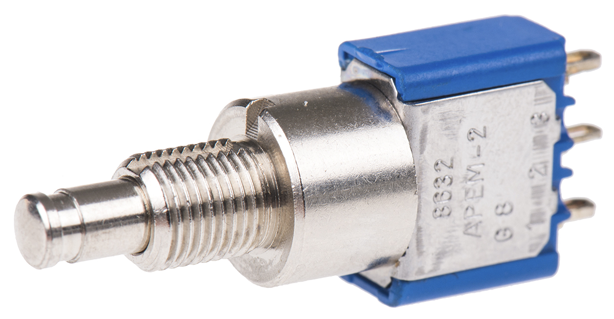 APEM Miniature Push Button Switch, Latching, Panel Mount, 6.5mm Cutout, SPDT, 250V ac, IP65