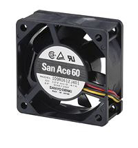 Sanyo Denki 109R Series Axial Fan, 24 V dc, DC Operation, 39.1m³/h, 1.92W, 80mA Max, 60 x 60 x 25mm