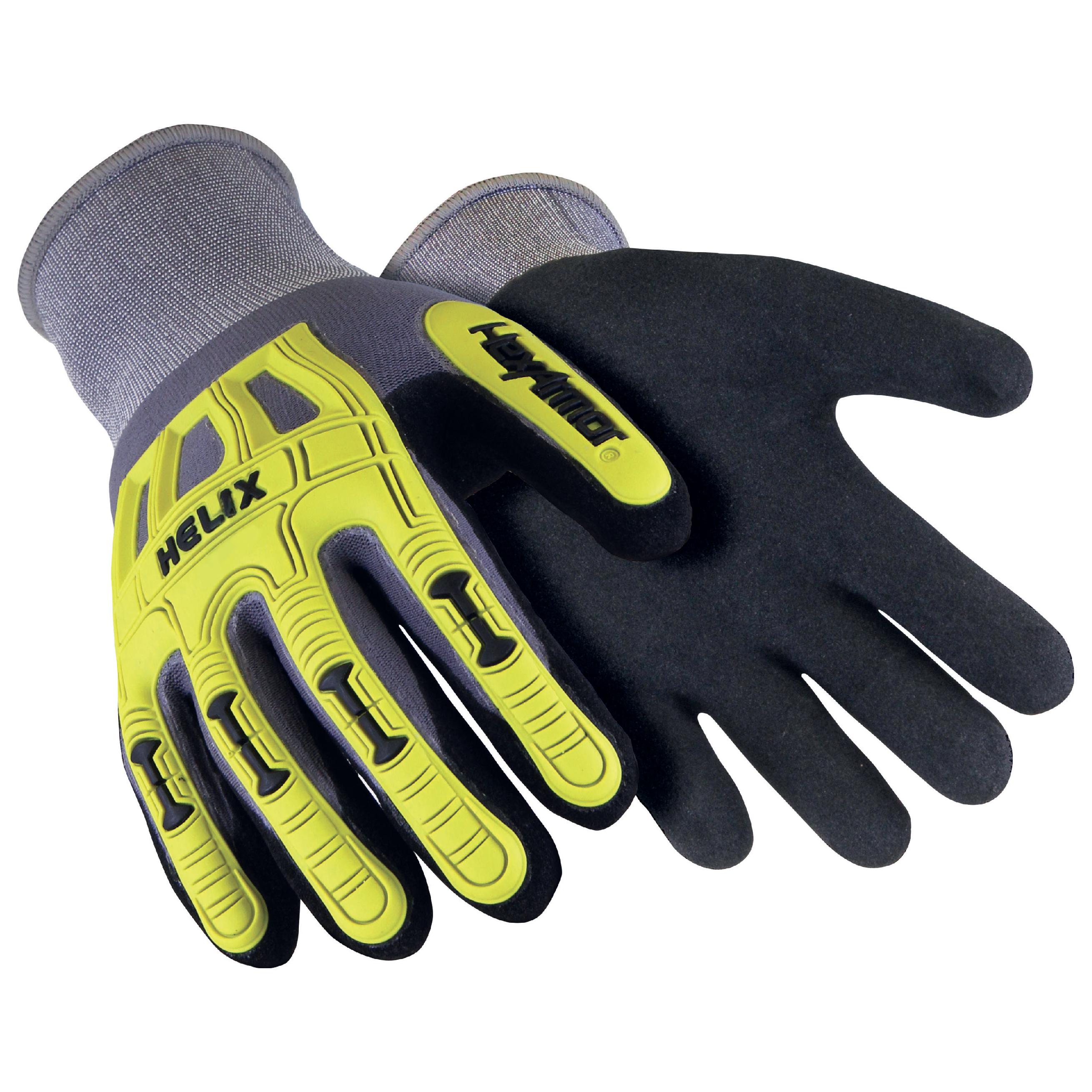 Hexarmor 1095 Black, Yellow Nylon Work Gloves, Nitrile Coating