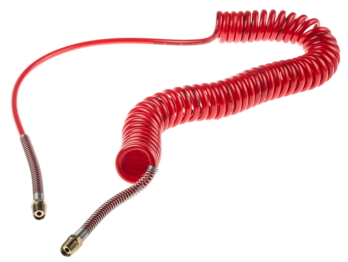 RS PRO 4m, Polyurethane Recoil Hose, with BSPT 1/4" Male connector