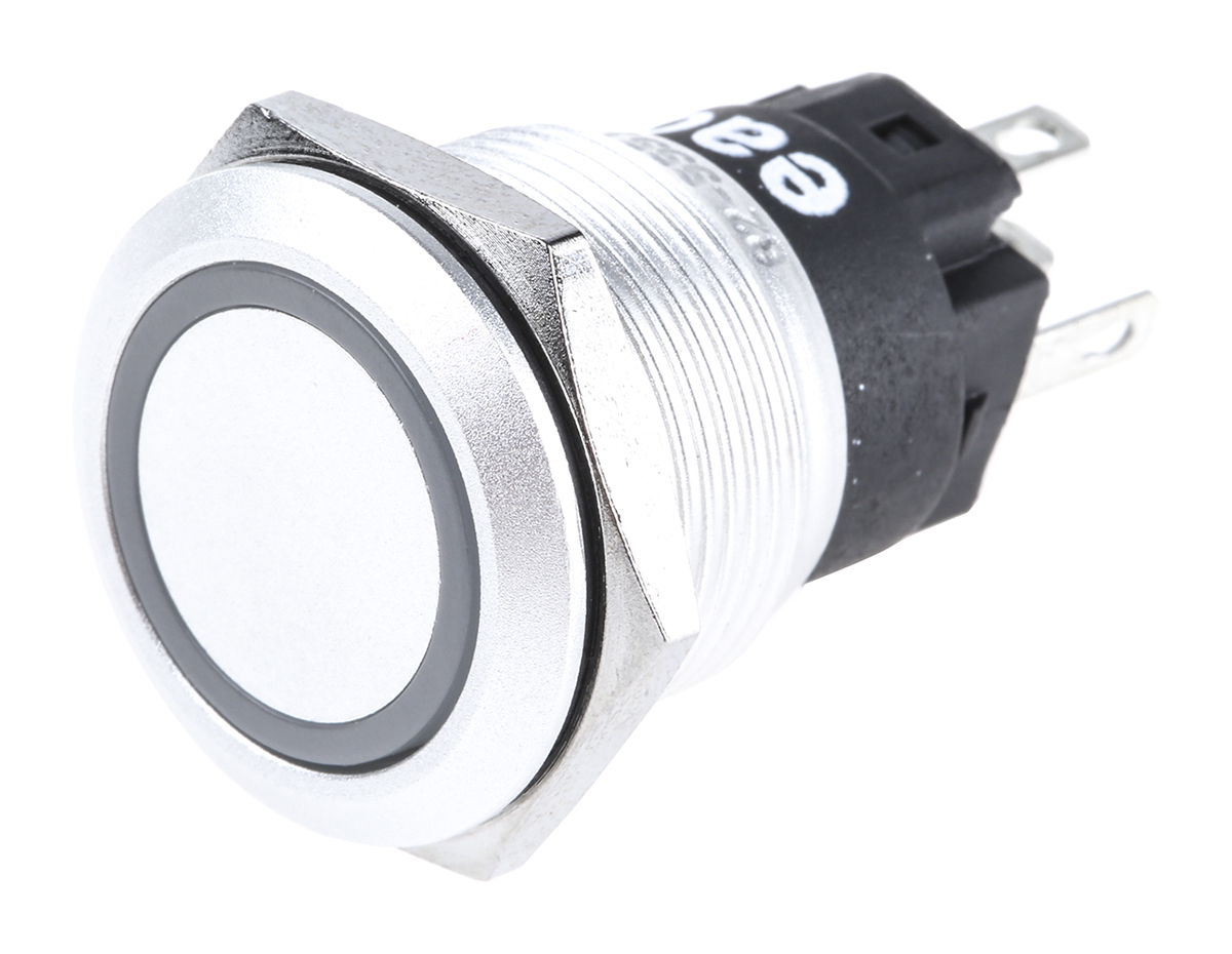 EAO 82 Series Illuminated Push Button Switch, Momentary, Panel Mount, 19mm Cutout, SPDT, Green LED, 240V, IP65, IP67