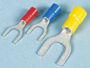JST FVWS2 Insulated Crimp Spade Connector, 1mm² to 2.6mm², 16AWG to 14AWG, M3.5 (#5 to #6) Stud Size Vinyl, Blue
