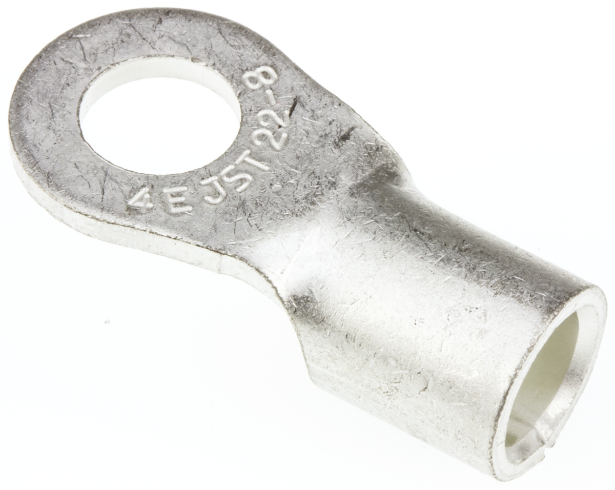 JST, R Uninsulated Ring Terminal, 8mm Stud Size, 16.78mm² to 26.66mm² Wire Size