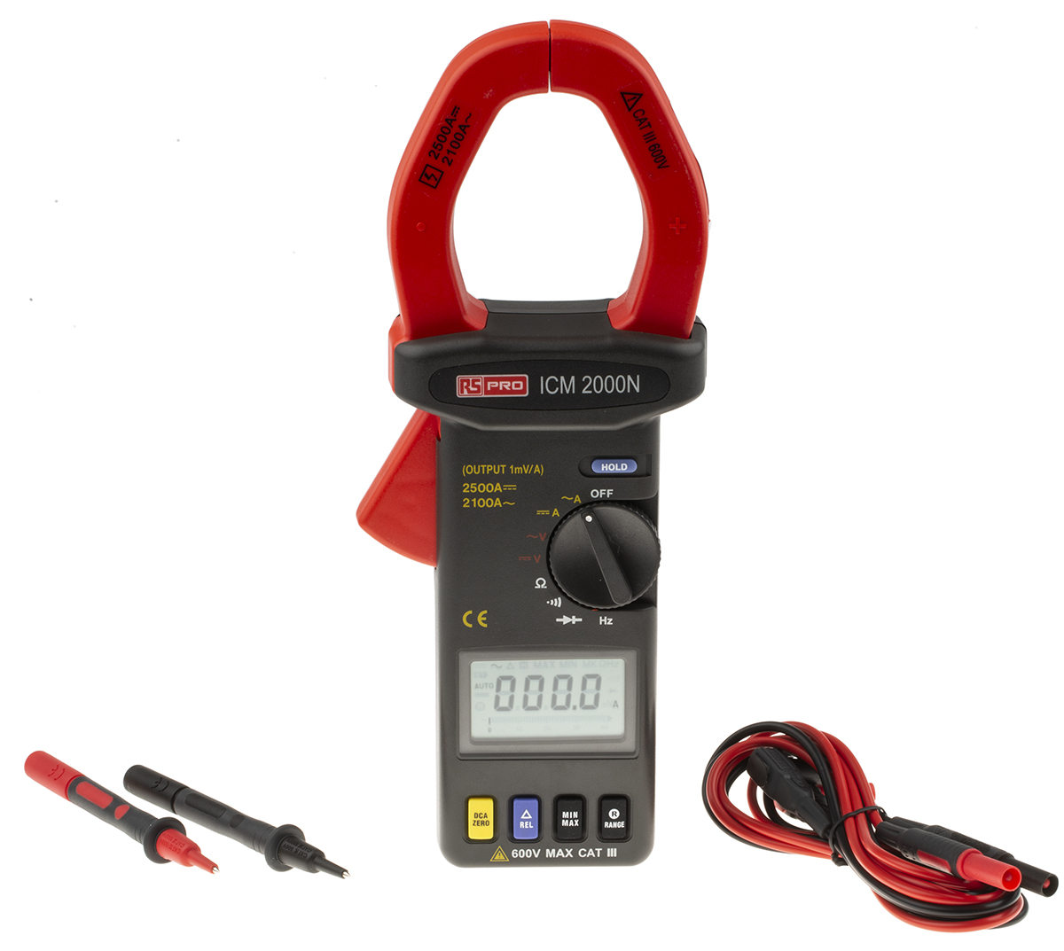 RS PRO ICM2000N Clamp Meter, 2500A dc, Max Current 2100A ac CAT III 600 V