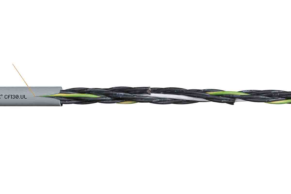 Igus Chainflex CF130.UL Control Cable, 4 Cores, 0.75 mm² 18 AWG, Unscreened, 10 m, Grey Polyvinyl Chloride Sheath