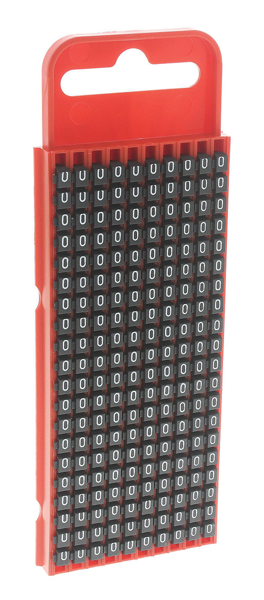 HellermannTyton WIC1 Snap On Cable Markers, Black, Pre-printed "0", 2 → 2.8mm Cable, 561-01600 WIC1-0-PA66-BK