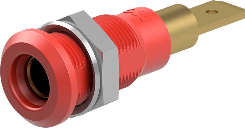Staubli Red Socket Test Socket, Tab Termination, 25A, 30V ac, Gold Plating