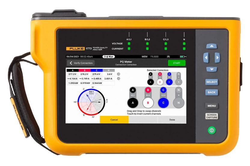 Fluke 1777 Power Quality Analyser, 3-Phase, 6000A Max, 1000V dc Max