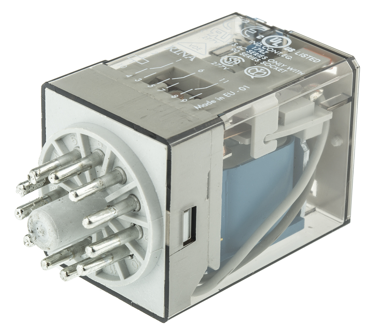 Finder Plug In Power Relay, 12V dc Coil, 10A Switching Current, 3PDT