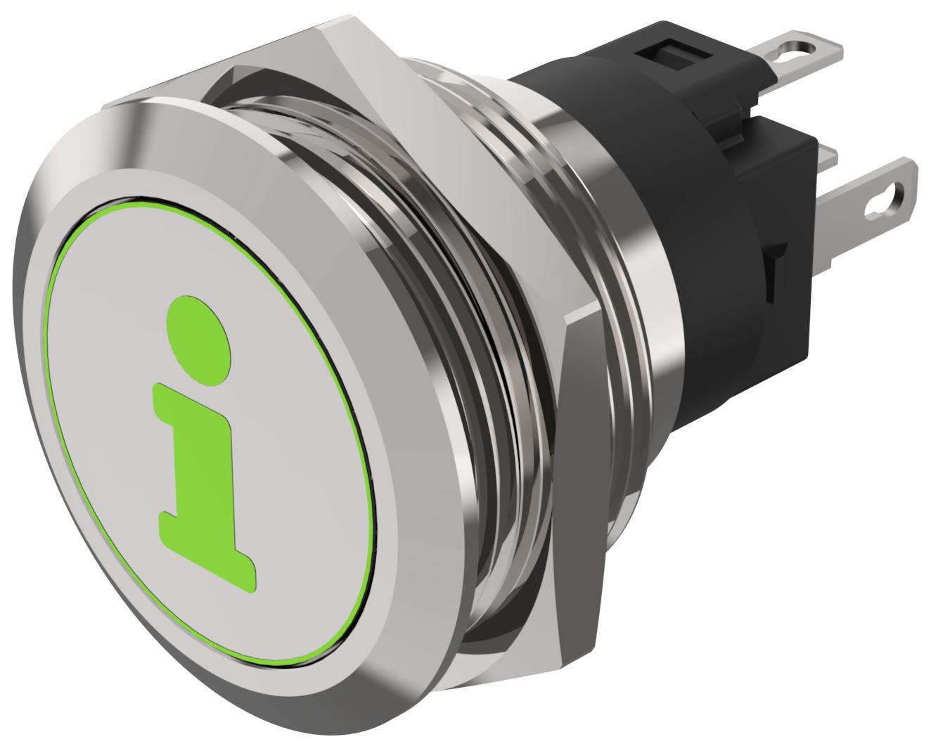 EAO 82 Series Illuminated Illuminated Push Button Switch, Momentary, Panel Mount, 22.3mm Cutout, SPDT, Red/Green LED,